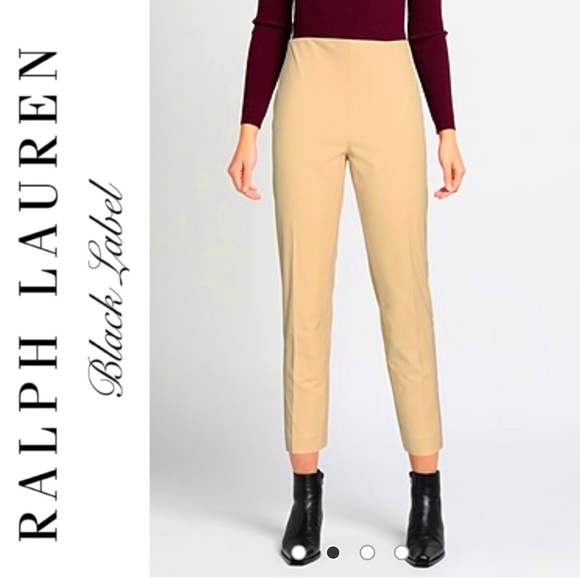 Ralph Lauren Black Label Pants - RALPH LAUREN Black Label High Rise Crop Beige Camel Wool Dress Pants Trousers 12